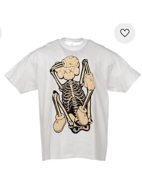 KAWS Skeleton NEW FICTION Bone Graphic Cotton T-Shirt Men X-Large